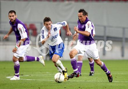 Fussball. Regionalliga. Austria Klagenfurt gegen FC Blau-Weiss Linz.  Oliver Pusztai, Matthias Dollinger,  (Austria Klagenfurt). Klagenfurt, 3.9.2010.
Foto: Kuess

---
pressefotos, pressefotografie, kuess, qs, qspictures, sport, bild, bilder, bilddatenbank