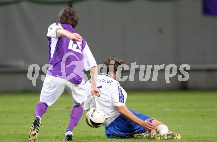 Fussball. Regionalliga. Austria Klagenfurt gegen FC Blau-Weiss Linz.  Tschernuth Martin (Austria Klagenfurt), Makowski Daniel  (Linz). Klagenfurt, 3.9.2010.
Foto: Kuess

---
pressefotos, pressefotografie, kuess, qs, qspictures, sport, bild, bilder, bilddatenbank