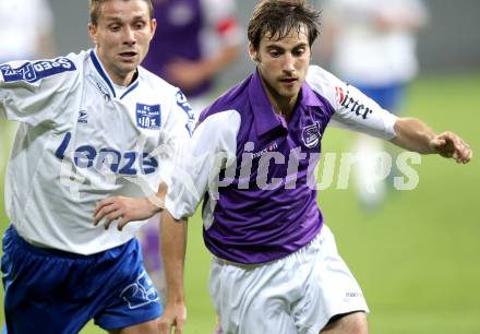 Fussball. Regionalliga. Austria Klagenfurt gegen FC Blau-Weiss Linz.  Helmut Koenig, (Austria Klagenfurt), Nikolov Svetozar (Linz). Klagenfurt, 3.9.2010.
Foto: Kuess

---
pressefotos, pressefotografie, kuess, qs, qspictures, sport, bild, bilder, bilddatenbank