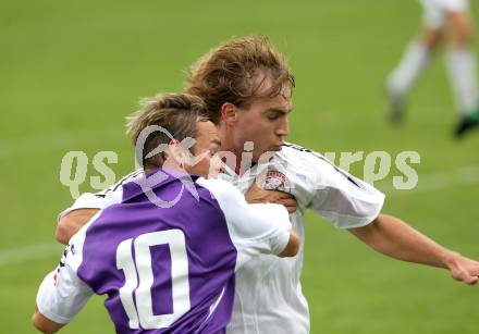 Fussball. KFV Cup. SV Ludmannsdorf gegen SK Austria Klagenfurt. Smeh Dejan (Ludmannsdorf), Schoppitsch Kai (Klagenfurt). Ludmannsdorf, 7.9.2010.
Foto: Kuess
---
pressefotos, pressefotografie, kuess, qs, qspictures, sport, bild, bilder, bilddatenbank