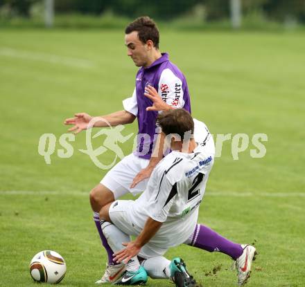 Fussball. KFV Cup. SV Ludmannsdorf gegen SK Austria Klagenfurt. Plassnig Daniel (Ludmannsdorf), Percher Alexander (Klagenfurt). Ludmannsdorf, 7.9.2010.
Foto: Kuess
---
pressefotos, pressefotografie, kuess, qs, qspictures, sport, bild, bilder, bilddatenbank