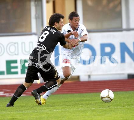 Fussball. Erste Liga. RZ Pellets WAC/St. Andrae gegen TSV Sparkasse Hartberg. Marco Sahanek, (WAC), Robert Strobl (Hartberg). Wolfsberg, 10.9.2010. 
Foto: Kuess

---
pressefotos, pressefotografie, kuess, qs, qspictures, sport, bild, bilder, bilddatenbank