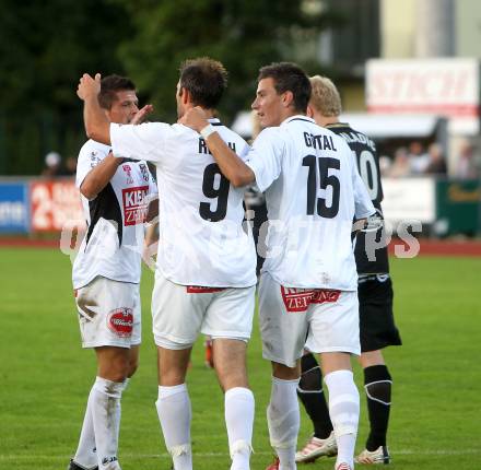 Fussball. Erste Liga. RZ Pellets WAC/St. Andrae gegen TSV Sparkasse Hartberg. Torjubel WAC. Wolfsberg, 10.9.2010. 
Foto: Kuess

---
pressefotos, pressefotografie, kuess, qs, qspictures, sport, bild, bilder, bilddatenbank