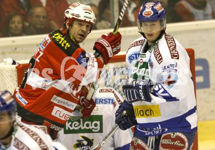 EBEL. Eishockey Bundesliga. KAC gegen VSV.  SHANTZ Jeffery (KAC),  KRISTLER Andreas (VSV). Klagenfurt, am 10.9.2010.
Foto: Kuess 

---
pressefotos, pressefotografie, kuess, qs, qspictures, sport, bild, bilder, bilddatenbank