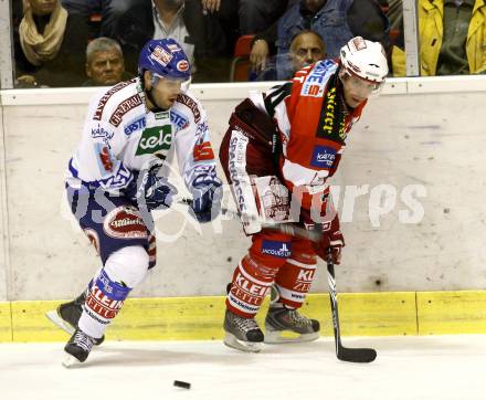 EBEL. Eishockey Bundesliga. KAC gegen VSV.  KALT Dieter (KAC),  DAMON Derek (VSV). Klagenfurt, am 10.9.2010.
Foto: Kuess 

---
pressefotos, pressefotografie, kuess, qs, qspictures, sport, bild, bilder, bilddatenbank