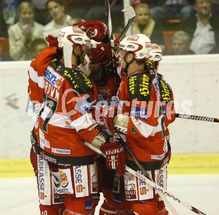 EBEL. Eishockey Bundesliga. KAC gegen VSV. Jubel  (KAC). Klagenfurt, am 10.9.2010.
Foto: Kuess 

---
pressefotos, pressefotografie, kuess, qs, qspictures, sport, bild, bilder, bilddatenbank