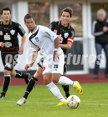 Fussball. Erste Liga. RZ Pellets WAC/St. Andrae gegen TSV Sparkasse Hartberg. Marco Sahanek, (WAC), Michael Koelbl (Hartberg). Wolfsberg, 10.9.2010. 
Foto: Kuess

---
pressefotos, pressefotografie, kuess, qs, qspictures, sport, bild, bilder, bilddatenbank