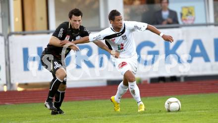 Fussball. Erste Liga. RZ Pellets WAC/St. Andrae gegen TSV Sparkasse Hartberg. Marco Sahanek, (WAC), Robert Strobl (Hartberg). Wolfsberg, 10.9.2010. 
Foto: Kuess

---
pressefotos, pressefotografie, kuess, qs, qspictures, sport, bild, bilder, bilddatenbank