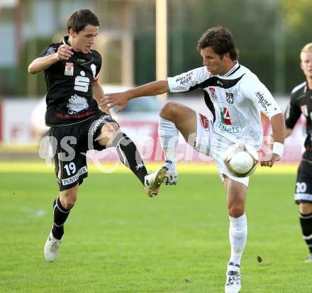 Fussball. Erste Liga. RZ Pellets WAC/St. Andrae gegen TSV Sparkasse Hartberg. Sandro Zakany, (WAC), Michael Koelbl (Hartberg). Wolfsberg, 10.9.2010. 
Foto: Kuess

---
pressefotos, pressefotografie, kuess, qs, qspictures, sport, bild, bilder, bilddatenbank