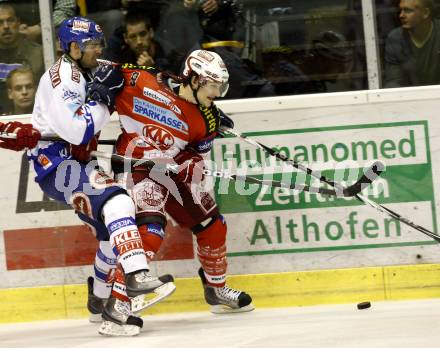 EBEL. Eishockey Bundesliga. KAC gegen VSV. SPURGEON Tyler (KAC),  MARTIN Michael (VSV). Klagenfurt, am 10.9.2010.
Foto: Kuess 

---
pressefotos, pressefotografie, kuess, qs, qspictures, sport, bild, bilder, bilddatenbank