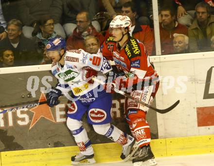 EBEL. Eishockey Bundesliga. KAC gegen VSV. HUNDERTPFUND Thomas (KAC), KASPITZ Roland  (VSV). Klagenfurt, am 10.9.2010.
Foto: Kuess 

---
pressefotos, pressefotografie, kuess, qs, qspictures, sport, bild, bilder, bilddatenbank