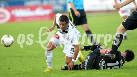 Fussball. Erste Liga. RZ Pellets WAC/St. Andrae gegen TSV Sparkasse Hartberg. Marco Sahanek, (WAC), Michael Koelbl (Hartberg). Wolfsberg, 10.9.2010. 
Foto: Kuess

---
pressefotos, pressefotografie, kuess, qs, qspictures, sport, bild, bilder, bilddatenbank