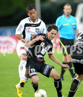 Fussball. Erste Liga. RZ Pellets WAC/St. Andrae gegen TSV Sparkasse Hartberg. Marco Sahanek, (WAC), Michael Koelbl( (Hartberg). Wolfsberg, 10.9.2010. 
Foto: Kuess

---
pressefotos, pressefotografie, kuess, qs, qspictures, sport, bild, bilder, bilddatenbank