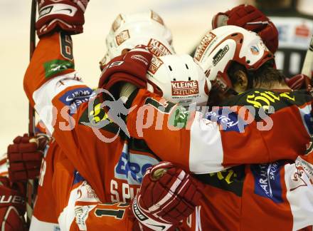 EBEL. Eishockey Bundesliga. KAC gegen VSV.  Jubel (KAC). Klagenfurt, am 10.9.2010.
Foto: Kuess 

---
pressefotos, pressefotografie, kuess, qs, qspictures, sport, bild, bilder, bilddatenbank