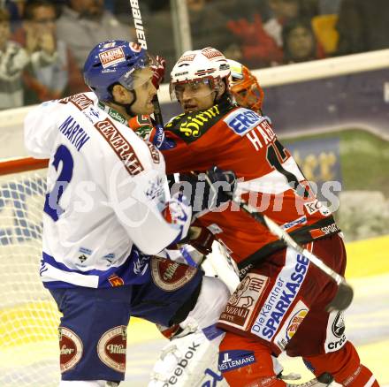 EBEL. Eishockey Bundesliga. KAC gegen VSV. HAGER Gregor (KAC), MARTIN Michael (VSV). Klagenfurt, am 10.9.2010.
Foto: Kuess 

---
pressefotos, pressefotografie, kuess, qs, qspictures, sport, bild, bilder, bilddatenbank