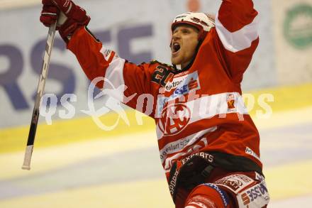 EBEL. Eishockey Bundesliga. KAC gegen VSV.  Jubel CRAIG Michael Mike (KAC). Klagenfurt, am 10.9.2010.
Foto: Kuess 

---
pressefotos, pressefotografie, kuess, qs, qspictures, sport, bild, bilder, bilddatenbank