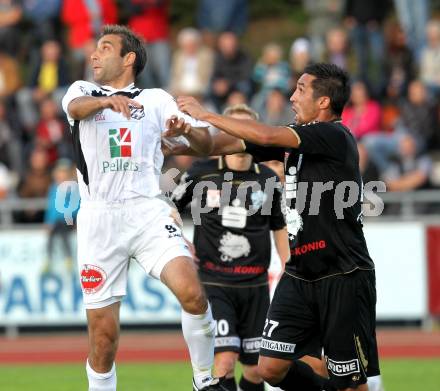 Fussball. Erste Liga. RZ Pellets WAC/St. Andrae gegen TSV Sparkasse Hartberg. Marco Reich, (WAC), Martin Zivny (Hartberg). Wolfsberg, 10.9.2010. 
Foto: Kuess

---
pressefotos, pressefotografie, kuess, qs, qspictures, sport, bild, bilder, bilddatenbank