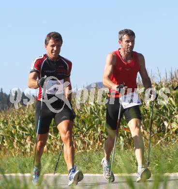 Nordic Walking Worldchampionships 2010. Weltmeisterschaft. Klopeiner See, Suedkaernten, Petzen. Helmut Wimmer (GER), Gernot Oswald (AUT). St. Michael ob Bleiburg, am 11.9.2010.
Foto: Kuess
---
pressefotos, pressefotografie, kuess, qs, qspictures, sport, bild, bilder, bilddatenbank