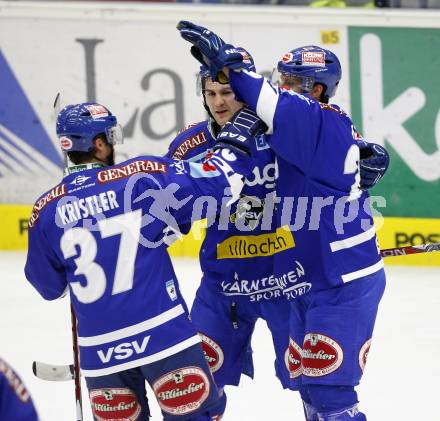 EBEL. Eishockey Bundesliga. EC Pasut VSV gegen Alba Volan SAPA Fehervar.  Torjubel VSV. Villach, am 17.9.2010.
Foto: Kuess 


---
pressefotos, pressefotografie, kuess, qs, qspictures, sport, bild, bilder, bilddatenbank