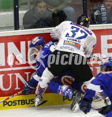 EBEL. Eishockey Bundesliga. EC Pasut VSV gegen Alba Volan SAPA Fehervar. PLATZER Patrick (VSV), TOKAJI Viktor (Alba Volan). Villach, am 17.9.2010.
Foto: Kuess 


---
pressefotos, pressefotografie, kuess, qs, qspictures, sport, bild, bilder, bilddatenbank