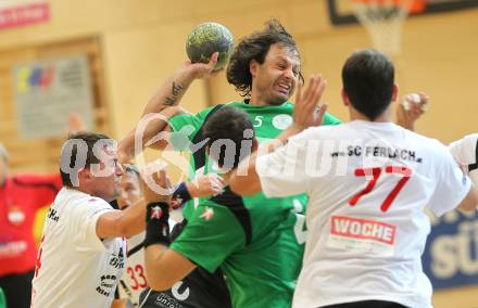 Handball Bundesliga. SC Ferlach gegen HC Kelag Kaernten. Daniel Plesej (Ferlach), Branko Bedekovic (HCK). Ferlach, 18.9.2010.
Foto: Kuess
---
pressefotos, pressefotografie, kuess, qs, qspictures, sport, bild, bilder, bilddatenbank