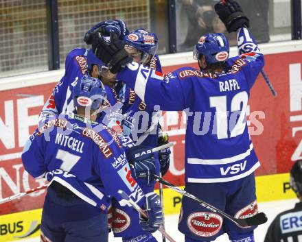 EBEL. Eishockey Bundesliga. VSV gegen Graz 99ers. Torjubel (VSV). Villach, am 19.9.2010.
Foto: Kuess
---
pressefotos, pressefotografie, kuess, qs, qspictures, sport, bild, bilder, bilddatenbank