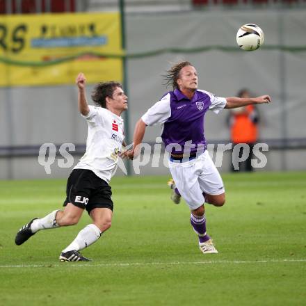 Fussball. Regionalliga. SK Austria Klagenfurt gegen ASK Voitsberg. Michael Kulnik, (Klagenfurt), Dominik Maschutznig (Voitsberg). Klagenfurt, 21.9.2010.
Foto: Kuess

---
pressefotos, pressefotografie, kuess, qs, qspictures, sport, bild, bilder, bilddatenbank