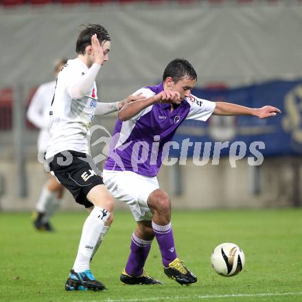 Fussball. Regionalliga. SK Austria Klagenfurt gegen ASK Voitsberg. Markus Pink, (Klagenfurt), Thomas Groiss (Voitsberg). Klagenfurt, 21.9.2010.
Foto: Kuess

---
pressefotos, pressefotografie, kuess, qs, qspictures, sport, bild, bilder, bilddatenbank