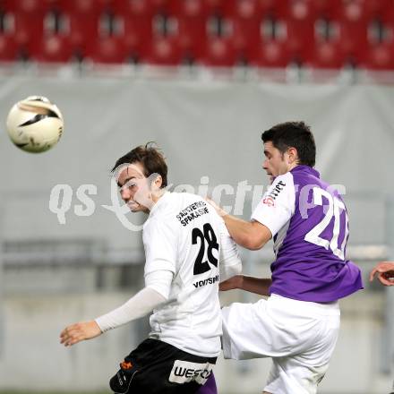 Fussball. Regionalliga. SK Austria Klagenfurt gegen ASK Voitsberg. Stephan Buergler, (Klagenfurt), Thomas Groiss (Voitsberg). Klagenfurt, 21.9.2010.
Foto: Kuess

---
pressefotos, pressefotografie, kuess, qs, qspictures, sport, bild, bilder, bilddatenbank