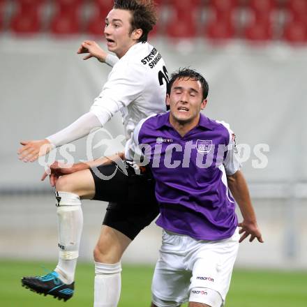 Fussball. Regionalliga. SK Austria Klagenfurt gegen ASK Voitsberg. Markus Pink, (Klagenfurt), Thomas Groiss  (Voitsberg). Klagenfurt, 21.9.2010.
Foto: Kuess

---
pressefotos, pressefotografie, kuess, qs, qspictures, sport, bild, bilder, bilddatenbank