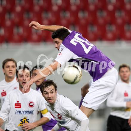 Fussball. Regionalliga. SK Austria Klagenfurt gegen ASK Voitsberg. Stephan Buergler, (Klagenfurt),  Thomas Groiss (Voitsberg). Klagenfurt, 21.9.2010.
Foto: Kuess

---
pressefotos, pressefotografie, kuess, qs, qspictures, sport, bild, bilder, bilddatenbank