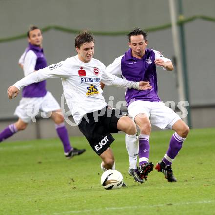 Fussball. Regionalliga. SK Austria Klagenfurt gegen ASK Voitsberg. Matthias Dollinger,  (Klagenfurt), Stefan Rieger (Voitsberg). Klagenfurt, 21.9.2010.
Foto: Kuess

---
pressefotos, pressefotografie, kuess, qs, qspictures, sport, bild, bilder, bilddatenbank