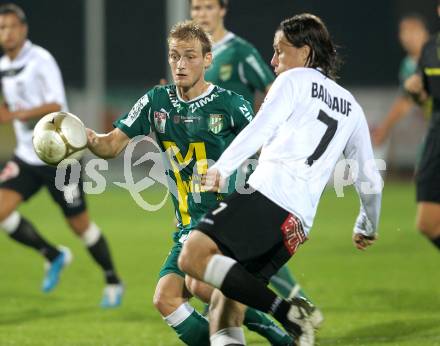 Fussball. Erste Liga. RZ Pellets WAC/St. Andrae gegen SC Austria Lustenau. Dario Baldauf, (WAC), Danijel Micic (Lustenau). Wolfsberg, 24.9.2010. 
Foto: Kuess

---
pressefotos, pressefotografie, kuess, qs, qspictures, sport, bild, bilder, bilddatenbank