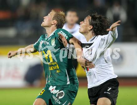 Fussball. Erste Liga. RZ Pellets WAC/St. Andrae gegen SC Austria Lustenau. Dario Baldauf, (WAC), Danijel Micic (Lustenau). Wolfsberg, 24.9.2010. 
Foto: Kuess

---
pressefotos, pressefotografie, kuess, qs, qspictures, sport, bild, bilder, bilddatenbank