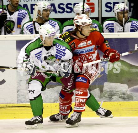 EBEL. Eishockey Bundesliga. KAC gegen HDD TILIA Olimpija Ljubljana.  HUNDERTPFUND Thomas (KAC), VEDLIN Domen (Laibach). Klagenfurt, am 24.9.2010.
Foto: Kuess 

---
pressefotos, pressefotografie, kuess, qs, qspictures, sport, bild, bilder, bilddatenbank