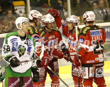 EBEL. Eishockey Bundesliga. KAC gegen HDD TILIA Olimpija Ljubljana.  Torjubel (KAC). Klagenfurt, am 24.9.2010.
Foto: Kuess 

---
pressefotos, pressefotografie, kuess, qs, qspictures, sport, bild, bilder, bilddatenbank