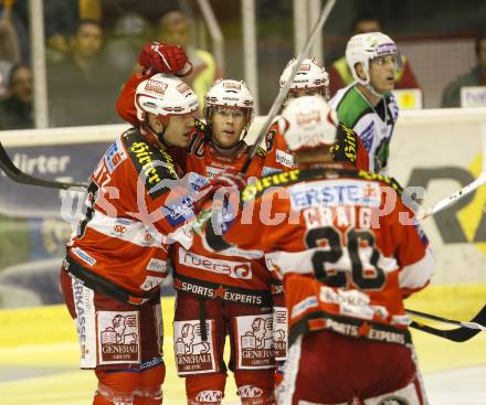 EBEL. Eishockey Bundesliga. KAC gegen HDD TILIA Olimpija Ljubljana.  Torjubel (KAC). Klagenfurt, am 24.9.2010.
Foto: Kuess 

---
pressefotos, pressefotografie, kuess, qs, qspictures, sport, bild, bilder, bilddatenbank