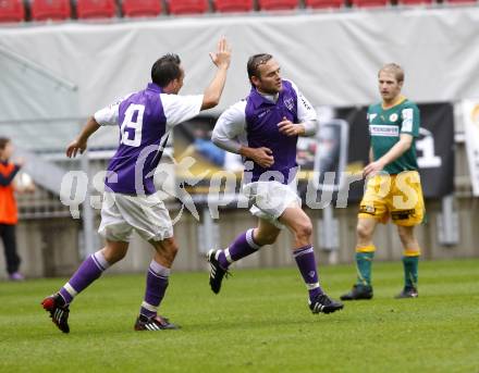 Fussball. Regionalliga. SK Austria Klagenfurt gegen Union Volksbank Voecklamarkt . Torjubel Dollinger Matthias, Schoppitsch Kai (Klagenfurt). Klagenfurt, 25.9.2010.
Foto: Kuess

---
pressefotos, pressefotografie, kuess, qs, qspictures, sport, bild, bilder, bilddatenbank