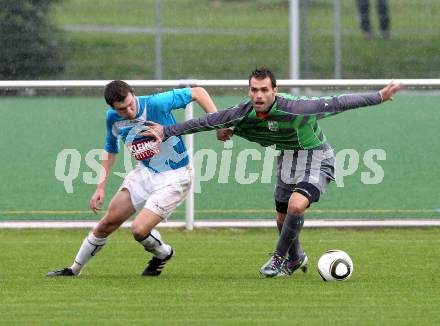 Fussball. Kaerntner Liga. FC Welzenegg gegen RZ Pellets WAC 1b. Strbac Ljubisa (Welzenegg), Hubmann Markus (WAC). Klagenfurt, 25.9.2010. 
Foto: Kuess
---
pressefotos, pressefotografie, kuess, qs, qspictures, sport, bild, bilder, bilddatenbank