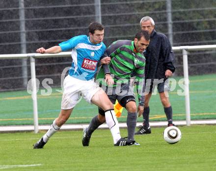 Fussball. Kaerntner Liga. FC Welzenegg gegen RZ Pellets WAC 1b. Strbac Ljubisa (Welzenegg), Hubmann Markus (WAC). Klagenfurt, 25.9.2010. 
Foto: Kuess
---
pressefotos, pressefotografie, kuess, qs, qspictures, sport, bild, bilder, bilddatenbank