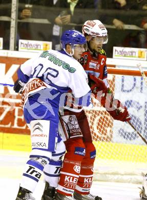 EBEL. Eishockey Bundesliga. KAC gegen KHL Medvescak Zagreb.  BRANDNER Christoph (KAC), SERTICH Andy (Zagreb). Klagenfurt, am 26.9.2010.
Foto: Kuess 

---
pressefotos, pressefotografie, kuess, qs, qspictures, sport, bild, bilder, bilddatenbank