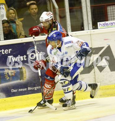 EBEL. Eishockey Bundesliga. KAC gegen KHL Medvescak Zagreb.  BROWN Sean (KAC), GUIDARELLI Thomas (Zagreb). Klagenfurt, am 26.9.2010.
Foto: Kuess 

---
pressefotos, pressefotografie, kuess, qs, qspictures, sport, bild, bilder, bilddatenbank