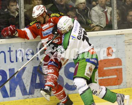 EBEL. Eishockey Bundesliga. KAC gegen HDD TILIA Olimpija Ljubljana. Mike Craig (KAC), GOLICIC Bostjan (Laibach). Klagenfurt, am 24.9.2010.
Foto: Kuess 
---
pressefotos, pressefotografie, kuess, qs, qspictures, sport, bild, bilder, bilddatenbank