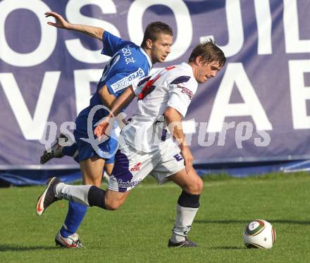 Fussball Regionalliga. SAK gegen BW Linz.  Grega Triplat (SAK), Svetozar Stoyanov Nikolov (Linz). Klagenfurt, 3.10.2010.
Foto: Kuess
---
pressefotos, pressefotografie, kuess, qs, qspictures, sport, bild, bilder, bilddatenbank