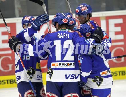 EBEL. Eishockey Bundesliga. EC Pasut VSV gegen Olimpija Ljubljana (Laibach).  Torjubel VSV. Villach, am 8.10.2010.
Foto: Kuess 


---
pressefotos, pressefotografie, kuess, qs, qspictures, sport, bild, bilder, bilddatenbank