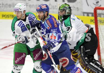 EBEL. Eishockey Bundesliga. EC Pasut VSV gegen Olimpija Ljubljana (Laibach). Nikolas Petrik,  (VSV), Domen Vedlin, Matija Pintaric (Ljubljana). Villach, am 8.10.2010.
Foto: Kuess 


---
pressefotos, pressefotografie, kuess, qs, qspictures, sport, bild, bilder, bilddatenbank