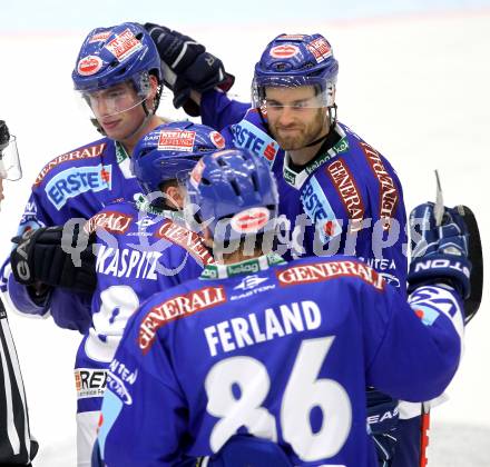 EBEL. Eishockey Bundesliga. EC Pasut VSV gegen Olimpija Ljubljana (Laibach).  Torjubel VSV. Villach, am 8.10.2010.
Foto: Kuess 


---
pressefotos, pressefotografie, kuess, qs, qspictures, sport, bild, bilder, bilddatenbank