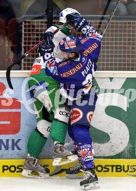 EBEL. Eishockey Bundesliga. EC Pasut VSV gegen Olimpija Ljubljana (Laibach).  Patrick Platzer, (VSV), Nejc Berlisk (Ljubljana). Villach, am 8.10.2010.
Foto: Kuess 


---
pressefotos, pressefotografie, kuess, qs, qspictures, sport, bild, bilder, bilddatenbank