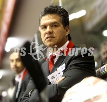 EBEL. Eishockey Bundesliga. KAC gegen HK Acroni Jesenice. Trainer Manny Viveiros (KAC). Klagenfurt, am 10.10.2010.
Foto: Kuess 

---
pressefotos, pressefotografie, kuess, qs, qspictures, sport, bild, bilder, bilddatenbank