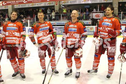 EBEL. Eishockey Bundesliga. KAC gegen HK Acroni Jesenice. Gregor Hager, Mike Craig, Jeff Shantz, Christoph Brandner (KAC). Klagenfurt, am 10.10.2010.
Foto: Kuess 

---
pressefotos, pressefotografie, kuess, qs, qspictures, sport, bild, bilder, bilddatenbank